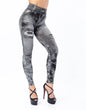Women Imitation Distressed Denim Jeans Leggings High Waist Pants Fitness Slim Legg Mujer 2022 Sport Push Up Leggings for Women