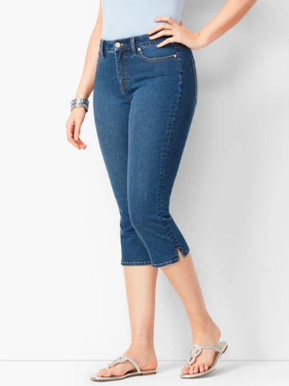 Summer Woman's Jeans Cropped Jeans Ladies Cropped Trousers Skinny Knee Length Jeans Women Elastic High Waist Mom Jeans Oversize