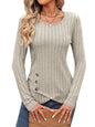 Women's Clothing Western Tops 2024 hot autumn new waist cinched round neck tight long sleeved top Europe America T-Shirts Tees
