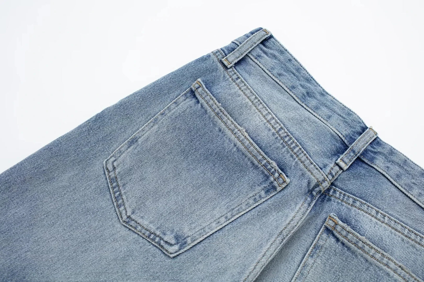 HH Female Fashion Denim Jeans Loose Solid Long Pants With Gradient All Match Streetwear Mujer Casual Baggy Chic Trousers