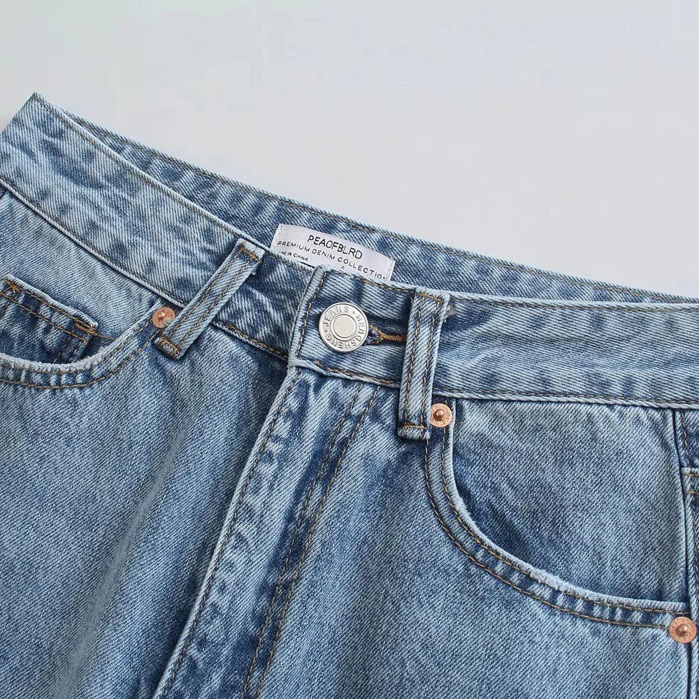 2024 Spring New Women's Fashion and Elegance Versatile Loose and Comfortable Straight leg Jeans