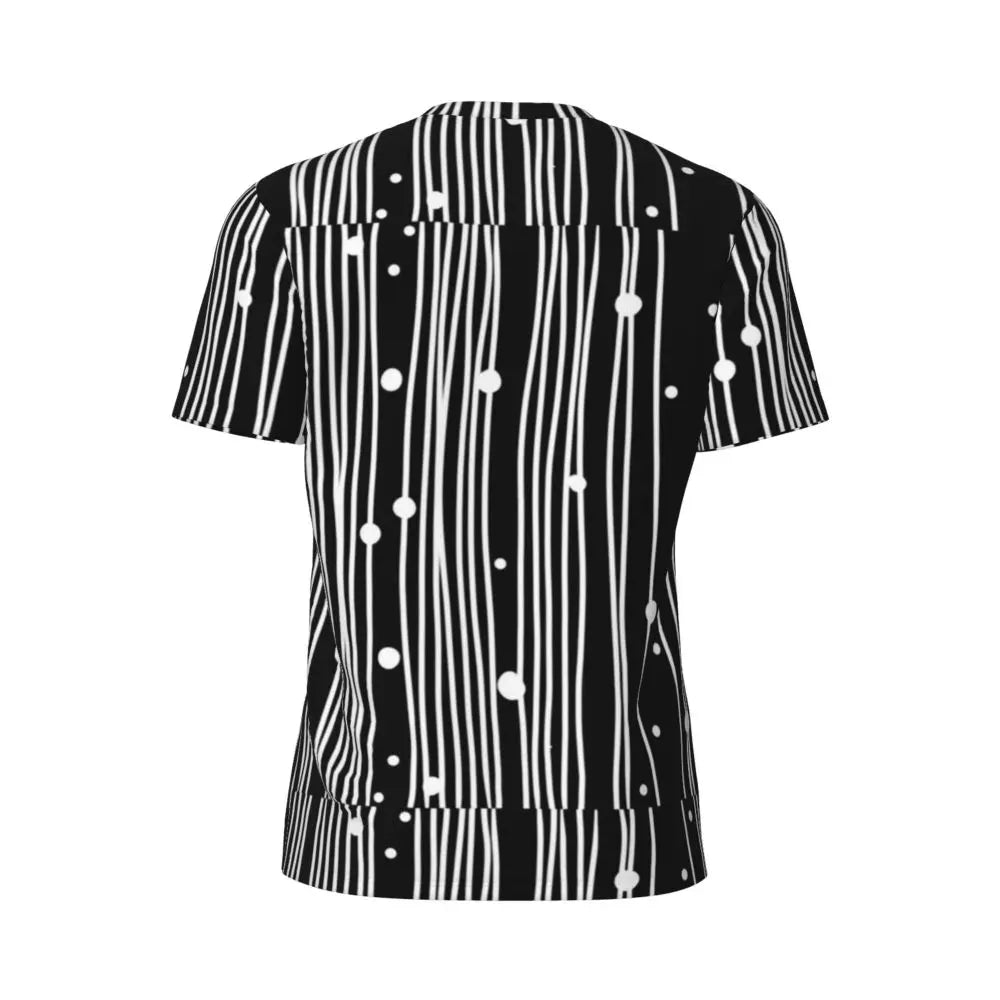 Gym T Shirt For Mens Retro Dots And Stripes T Shirts Fashion Blue Line Design Summer Tees O Neck Basic Graphic Clothes Plus Size