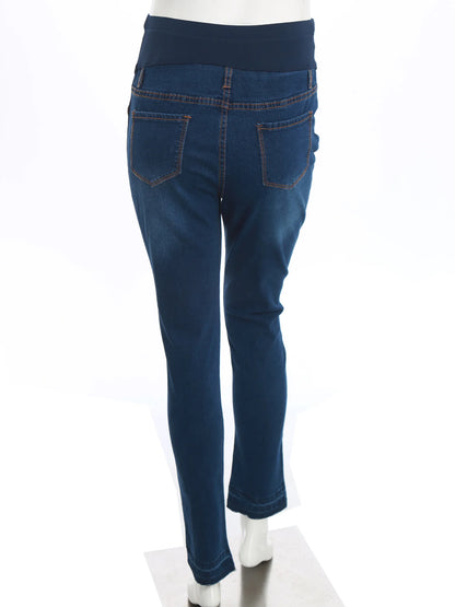 Pregnant Women High Waist Support Belly Jeans Maternity Hip Lifting Elastic Denim Pants Daily Work Wear Streetwear Loungewear