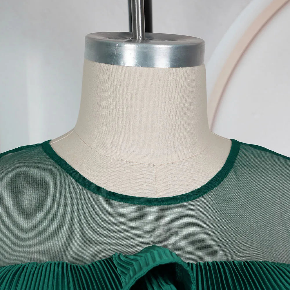 2026 New Plus Size European African Evening Dress Turkish Sequin Ruffle Long Dress Women Elegant Wedding Party Gown