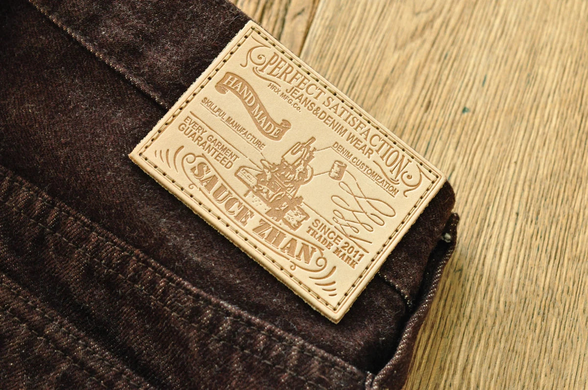 Saucezhan Men Jeans Brown Jeans Men Jeans Trousers  Selvedge Denim Jeans for Men Taper Fit Mens Jeans vintage 13.8 Oz