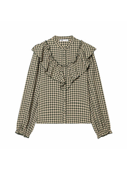 Women Blouses Tops Spring New Fashion Plaid Layered Elegant Women's Shirts Tops Chic Street Single-breasted Tops
