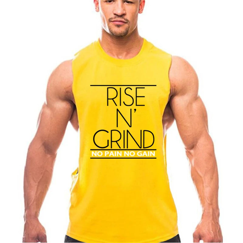 Gym Bodybuilding Running Clothing Summer Cotton Breathable Singlets Mens Training Sleeveless Tank Tops Large Side Slits Shirts