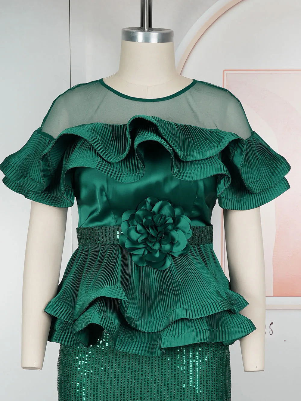 2026 New Plus Size European African Evening Dress Turkish Sequin Ruffle Long Dress Women Elegant Wedding Party Gown