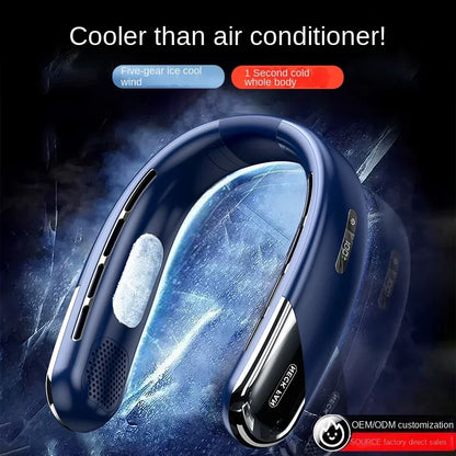 Xiaomi Portable Neck Fan Mini Bladeless Silent Neckband Fan USB Rechargeable 3 Speeds Mute Wireless Electric Cooler For Sport