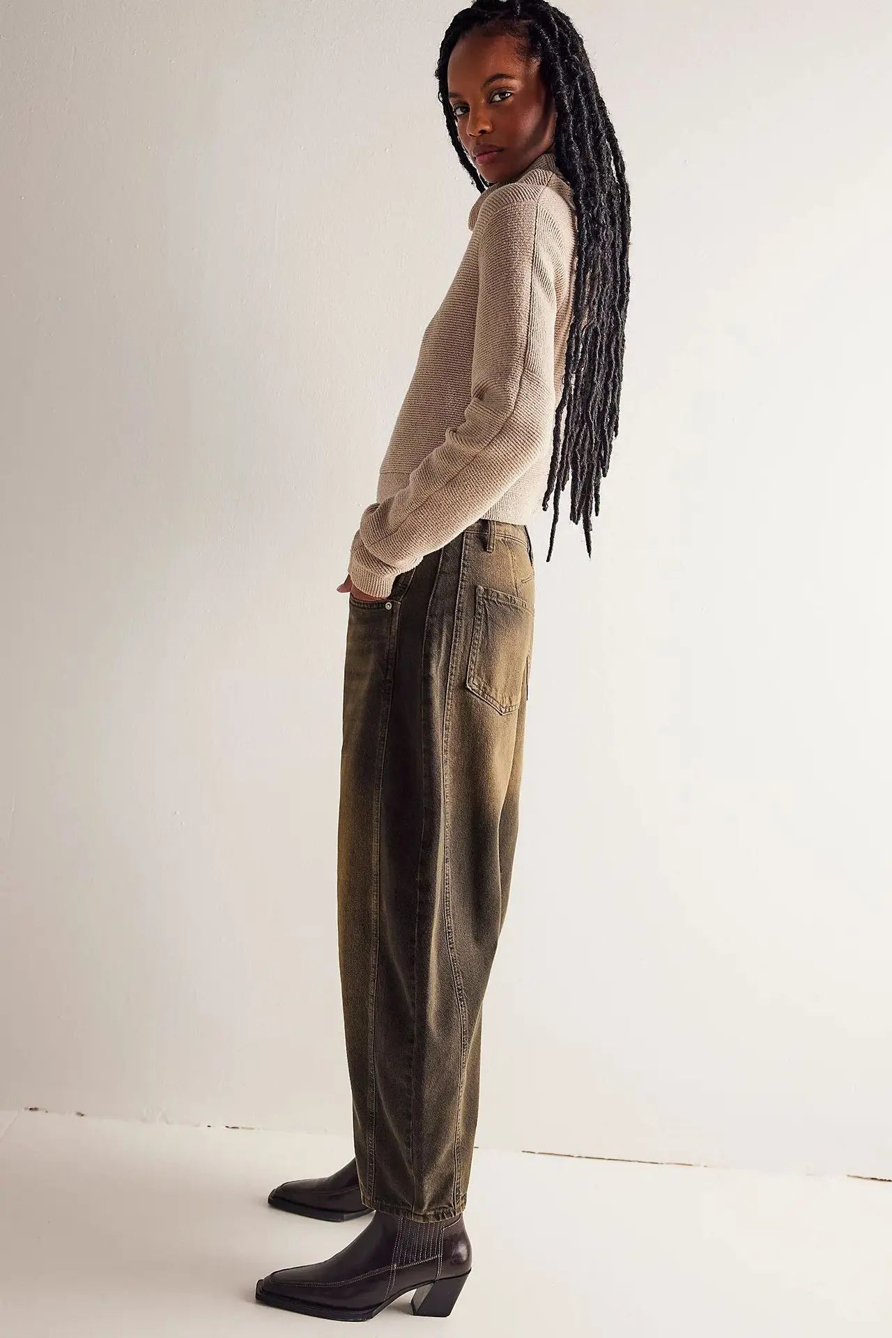 Cotton Denim Long Jeans For Women Trousers Casual  High Waisted Jeans Cropped Pants For Spring Summer Boho Beach Baggy Jeans