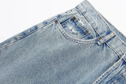 Jeans For Women 2024 Denim Solid Loose Zipper Fly Female Hole Trouser Pockets Wild Basic Commute Woman Wide Leg Long Pant