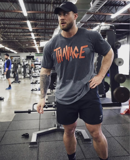 Gym Fitness Shirt Men's Running Sports Fashion Loose Oversized T-shirt Short Sleeve Cotton Summer Men's Bodybuilding Workout Top