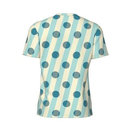 Gym T Shirt For Mens Retro Dots And Stripes T Shirts Fashion Blue Line Design Summer Tees O Neck Basic Graphic Clothes Plus Size