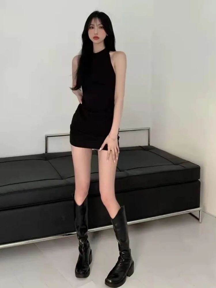 Black Sexy Mini Dresses Women Sweet Hot Girls Slim Fashion Backless Party Bodycon Dress Summer Korean Style Clubwear Vestidos