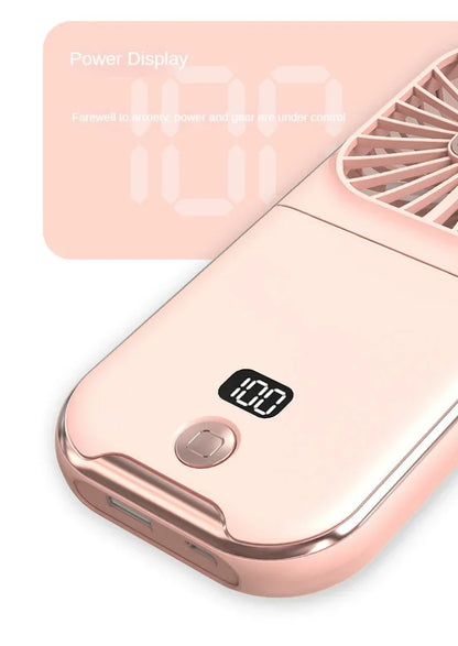 Xiaomi 2025 Folding Handheld Fan 3000mah USB Charging Digital Display Outdoor Mini Neck Hanging For Sport Outdoor