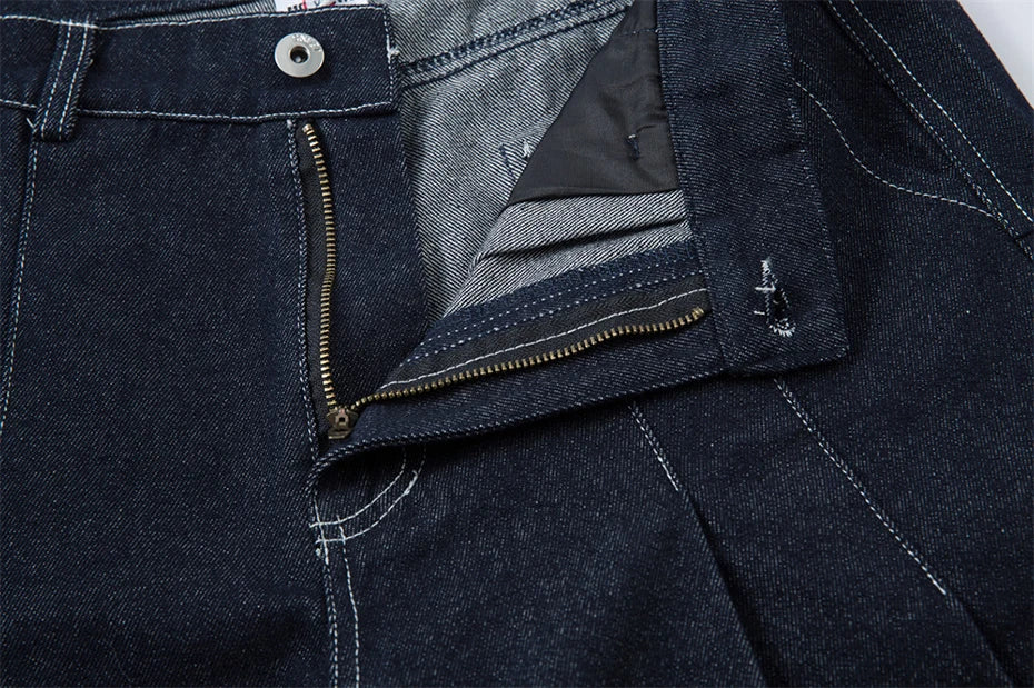 Pleated Baggy Jeans Men Loose Wide Leg Jeans Trousers Streetwear Harajuku Hip Hop Jeans Denim Pants