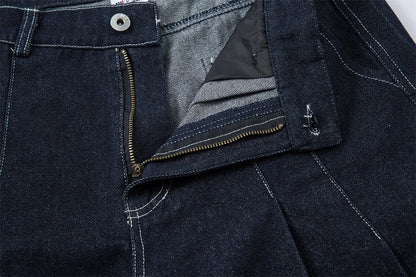 Pleated Baggy Jeans Men Loose Wide Leg Jeans Trousers Streetwear Harajuku Hip Hop Jeans Denim Pants