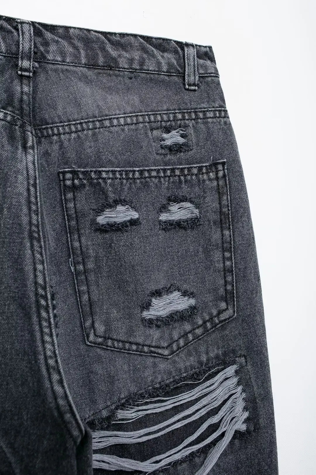 Jeans For Women 2024 Denim Solid Loose Zipper Fly Female Hole Trouser Pockets Wild Basic Commute Woman Wide Leg Long Pant