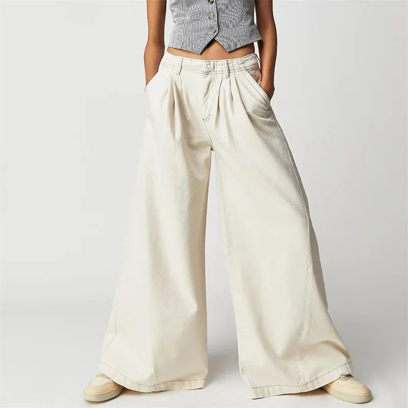 Fashion Vintage High Waist Wide Leg Jeans Women Loose Denim Pants Female Daily Commuter Casual Flared Trousers Trend Streetwear