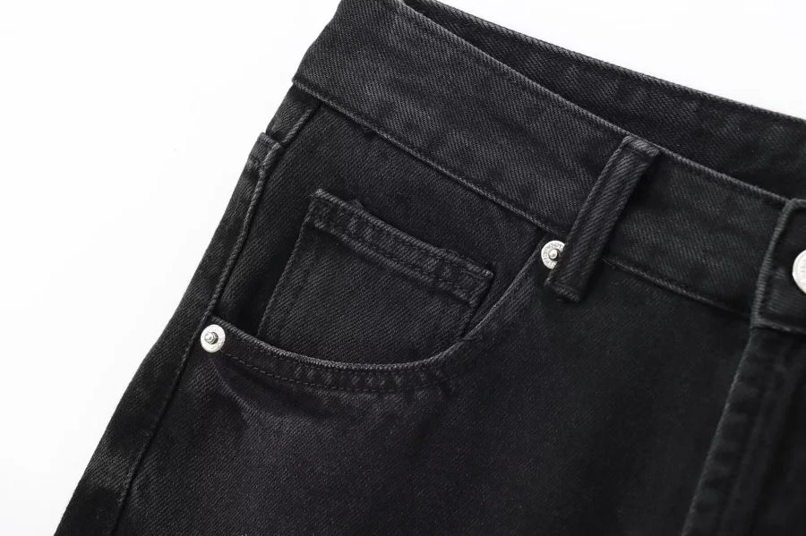 ETJ Wide-leg high-waisted jeans  women's classic everything with five pockets washed soft comfortable ultra-long jeans6045022