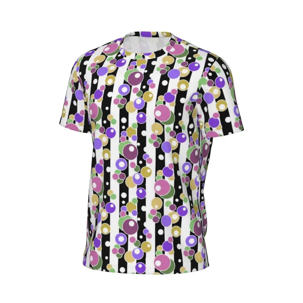 Gym T Shirt For Mens Retro Dots And Stripes T Shirts Fashion Blue Line Design Summer Tees O Neck Basic Graphic Clothes Plus Size