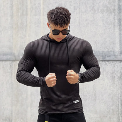Gym Fitness T-shirt Men Casual Long Sleeve Skinny Shirt Male Bodybuilding Tees Tops Running Sports Quick Dry Training Clothing
