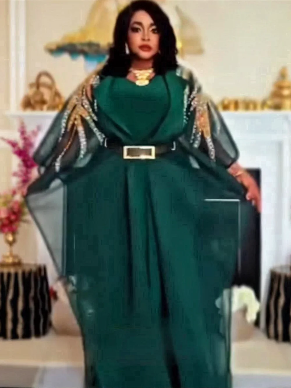 2 PCS Sets African Clothes for Women Dashiki Diamond Outfits Gown Plus Size Evening Wedding Party Dresses Kaftan Boubou Robe