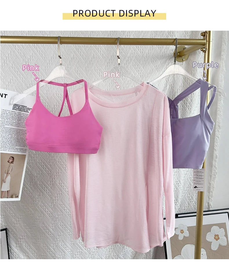 Women's Gym Clothing Summer Yoga Shirts & Blouses Fitness Sport Running T-shirt Female Short Sleeve Workout Tops Long Sleeve👚