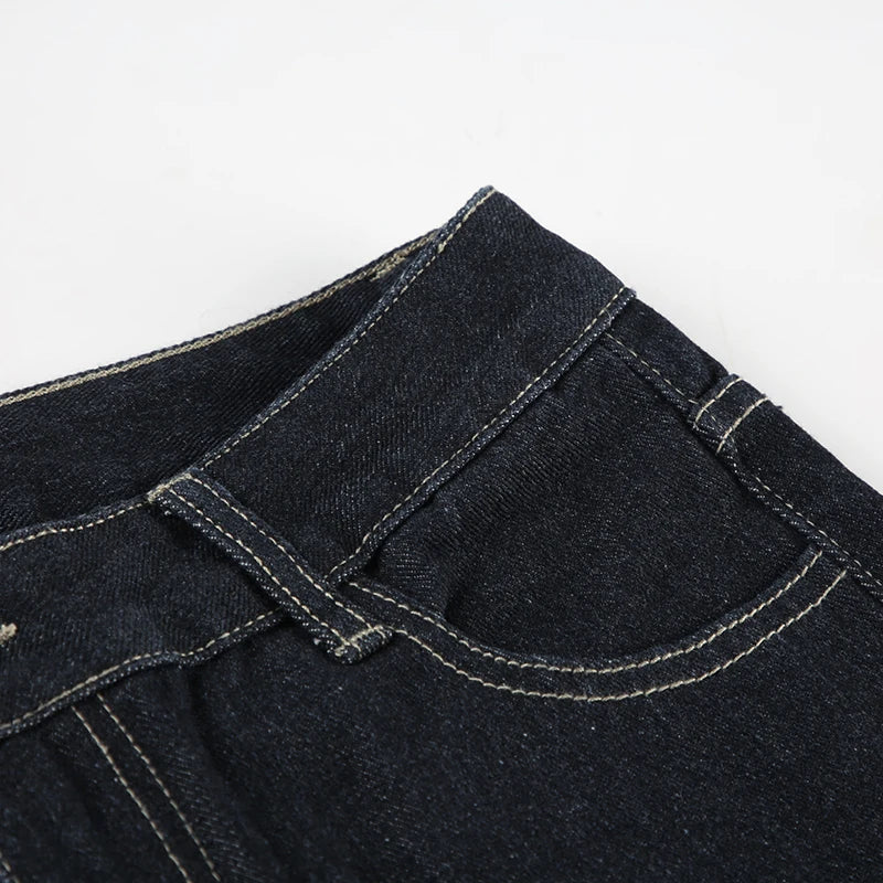 Women's Slim Fit Flared Jeans Y2K Vintage Low Rise Stretch Denim Pants with Embroidery Distressed Style for Everyday Outfits
