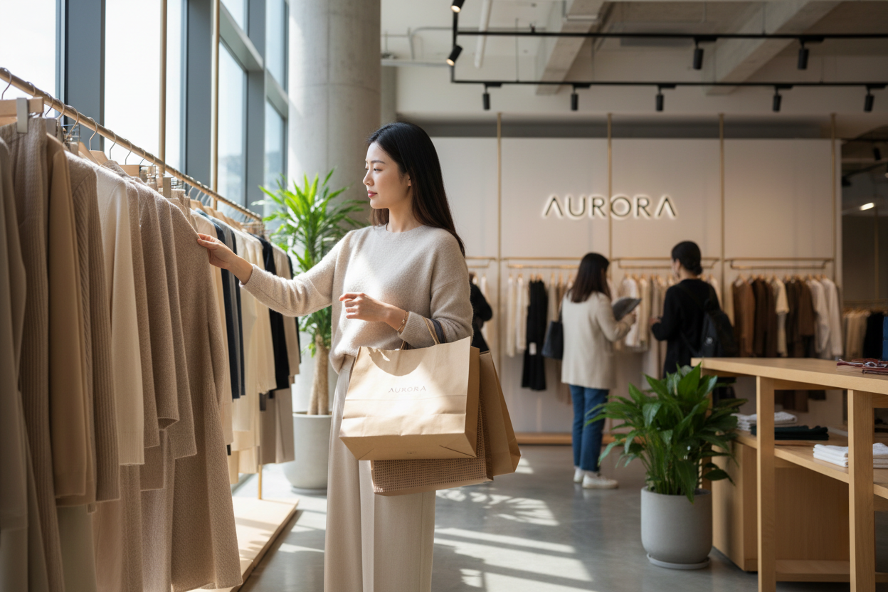 a picture of a chinese woman shoping
