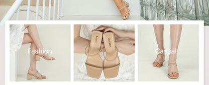 Square Toe Heeled Sandals For Women, Women's Low Block Heels Sandals, Ankle Strap Chunky Heels For Party Wedding Dress Shoes