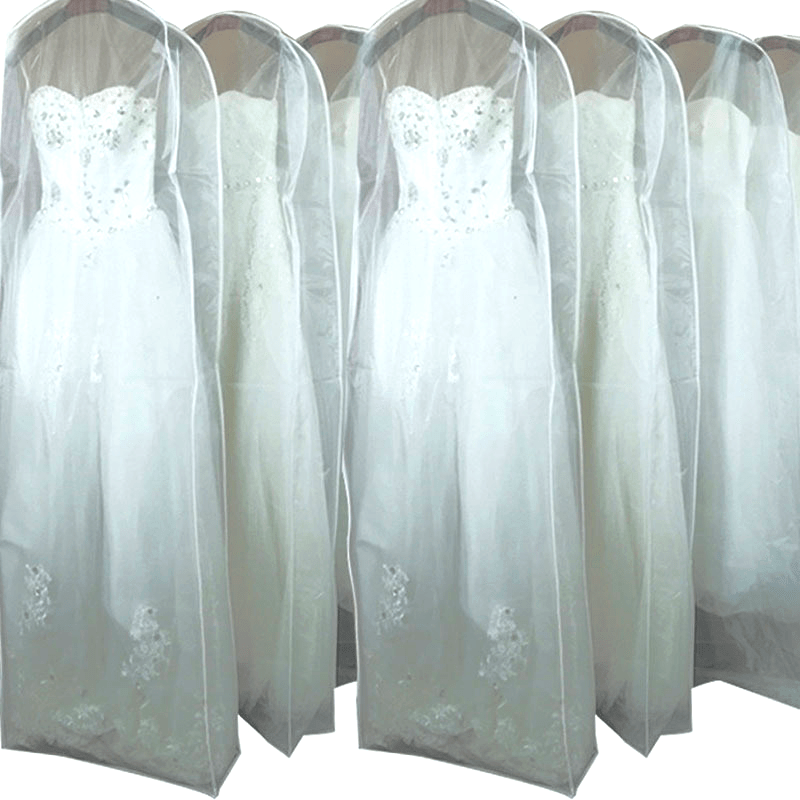 1pc Wedding Dress Dust Cover Bags, Transparent Hanging Clothes Storage Bags For Dress, Portable Garment Bags, Household Storage Organizer For Bedroom, Closet, Wardrobe, Home, Dorm