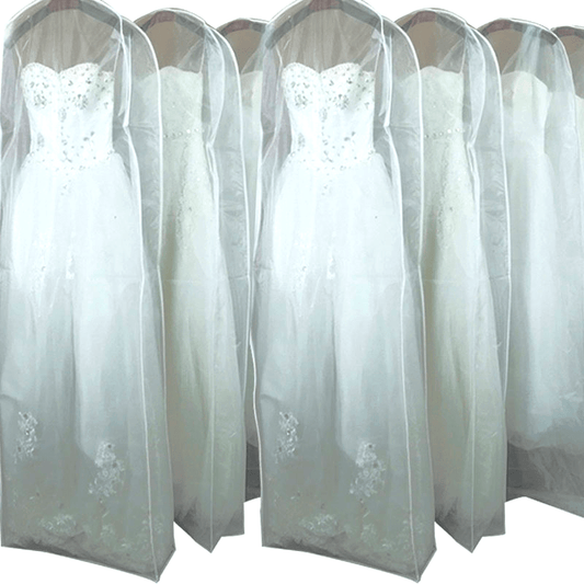 1pc Wedding Dress Dust Cover Bags, Transparent Hanging Clothes Storage Bags For Dress, Portable Garment Bags, Household Storage Organizer For Bedroom, Closet, Wardrobe, Home, Dorm