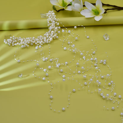 1PC Elegant Faux Pearl Hair Comb Exquisite Beads Tassel Bridal Wedding Dress Headpiece