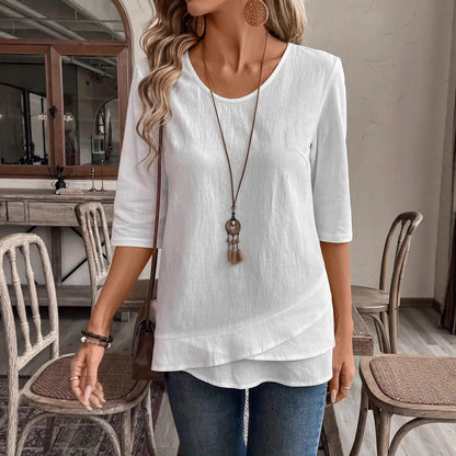 Crew Neck Chic Casual Womens Top