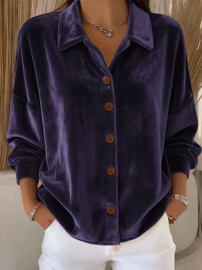 Womens Multi-Color Velvet Cardigan With Long Sleeves For Casual Wear