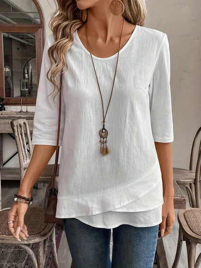 Crew Neck Chic Casual Womens Top