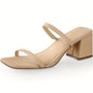 Square Toe Heeled Sandals For Women, Women's Low Block Heels Sandals, Ankle Strap Chunky Heels For Party Wedding Dress Shoes