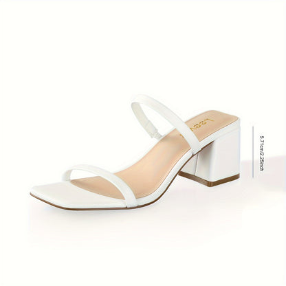 Square Toe Heeled Sandals For Women, Women's Low Block Heels Sandals, Ankle Strap Chunky Heels For Party Wedding Dress Shoes