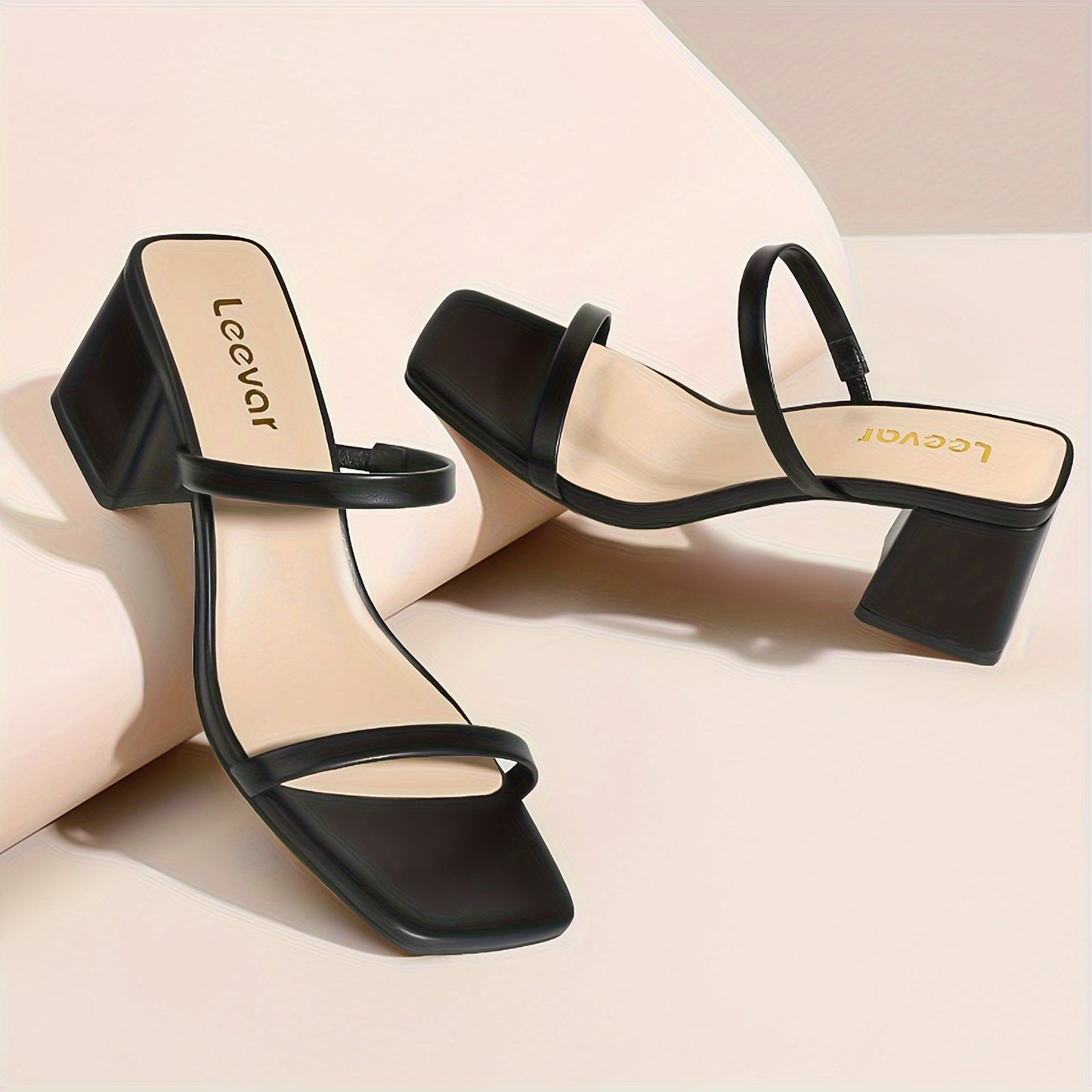Square Toe Heeled Sandals For Women, Women's Low Block Heels Sandals, Ankle Strap Chunky Heels For Party Wedding Dress Shoes