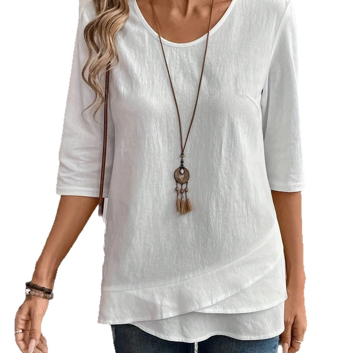 Crew Neck Chic Casual Womens Top