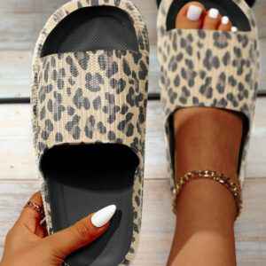 Black Print Thick Sole Slip On Slippers
